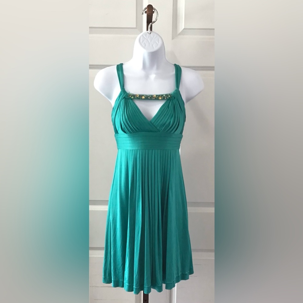 BCBGMaxAzria Vibrant Teal Dress with Gem Detailimh